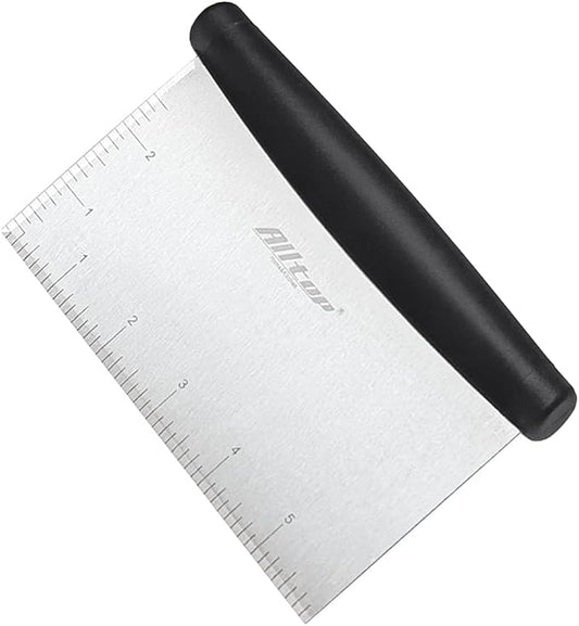 ALLTOP Bench Scraper & Chopper for Kitchen - Ideal Baking Essential Utensil,Stainless Steel Pastry/Dough/Food Cutter Tool for Cake Pizza Bread,Cooking - 1 Pack,Black by ALLTOP