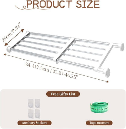 Hershii Expandable Shelf Rod Closet System Heavy Duty Clothes Hanger Adjustable DIY Storage Organizer Shoe Rack