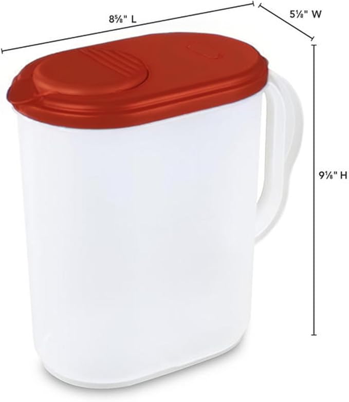1 Gallon Water Pitcher with Lid & Pivot Top Spout -Slim Design Fits Fridge Door- Tea Pitcher 1 Gallon Plastic Pitcher with Lid 1 Gallon Pitcher with Lid Water Pitchers with Lids Plastic Water Pitcher - Image 5