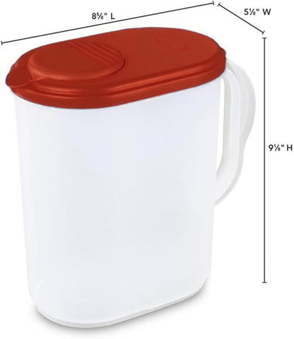 1 Gallon Water Pitcher with Lid & Pivot Top Spout -Slim Design Fits Fridge Door- Tea Pitcher 1 Gallon Plastic Pitcher with Lid 1 Gallon Pitcher with Lid Water Pitchers with Lids Plastic Water Pitcher - Image 5