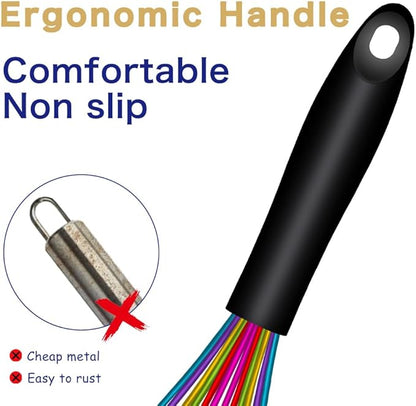 OYV Dishwasher Safe Colorful Silicone Whisk, Sealed Waterproof Design Set of 3, Professional Kitchen Whisks for Cooking Non-Scratch, Silicone & Stainless Steel Whisk, Heat Resistant Balloon Egg Beater - Image 5