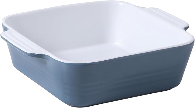 DOWAN 8x8 Baking dish, Square Baking Pan, Ceramic Casserole Dishes for Oven, Cake Pan with Handle, for Brownie, Lasagna, Casserole, 2 Quart, Home Gift, Airy Blue by DOWAN