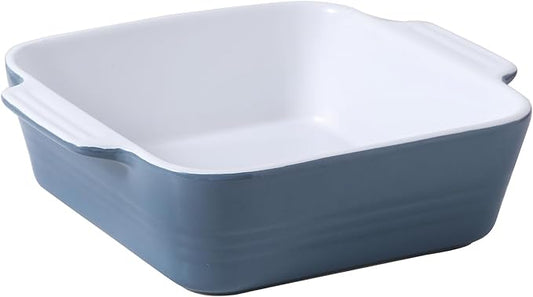 DOWAN 8x8 Baking dish, Square Baking Pan, Ceramic Casserole Dishes for Oven, Cake Pan with Handle, for Brownie, Lasagna, Casserole, 2 Quart, Home Gift, Airy Blue by DOWAN