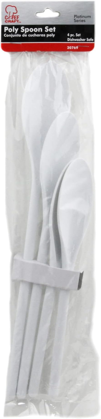 Chef Craft Select Plastic Spoon Set, 10-14.5 inch 4 Piece, White (Pack of 2) - Image 2