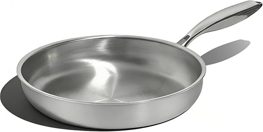 Umite Chef 10 Inch Stainless Steel Frying Pan, Non-Toxic 5 Ply Stainless Clad, Professional Skillet Cookware, Dishwasher Safe Kitchen Pan, Compatible with Induction, Oven Safe Saucepan,PFOA&PTFE Free by UmiteChef