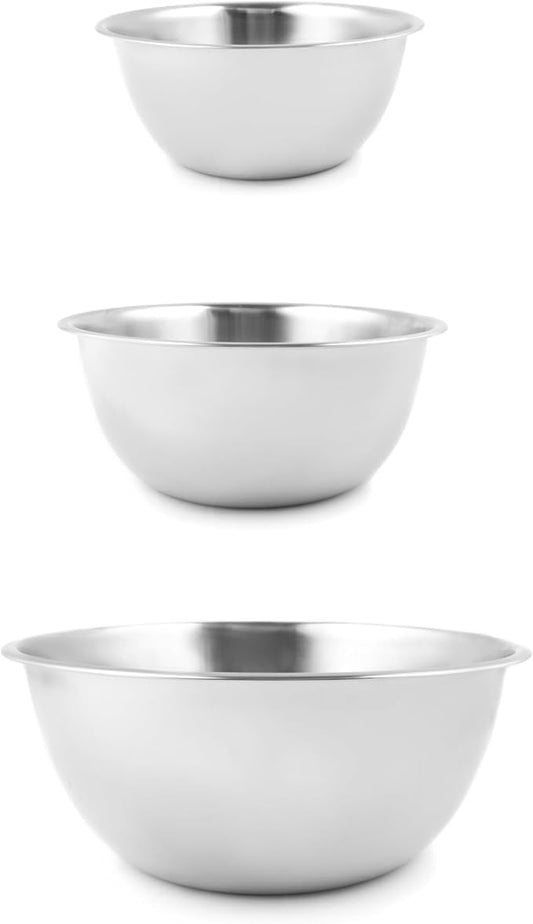 Fox Run Stainless Steel Mixing Bowl, Set of 3 Nesting Mixing Bowls, 4.25, 6.25, and 10.75 Quarts by foxrunbrands