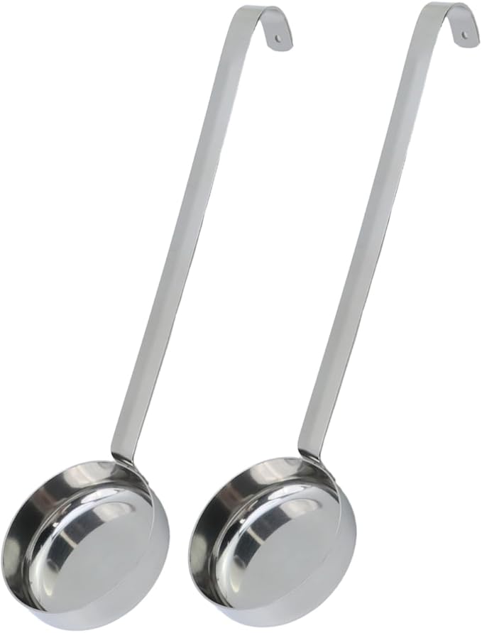 2 Pcs 3 oz Silver 10.55 Inch Stainless Steel 201 Long Handle Cooking Spoon for Holding Food Kitchen Cooking Stirring Soup Spoon