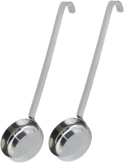 2 Pcs 3 oz Silver 10.55 Inch Stainless Steel 201 Long Handle Cooking Spoon for Holding Food Kitchen Cooking Stirring Soup Spoon