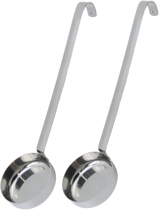 2 Pcs 3 oz Silver 10.55 Inch Stainless Steel 201 Long Handle Cooking Spoon for Holding Food Kitchen Cooking Stirring Soup Spoon