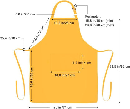 Jubatus 2 Pack Bib Aprons with 2 Pockets Cooking Chef Kitchen Apron for Women Men, Yellow - Image 7