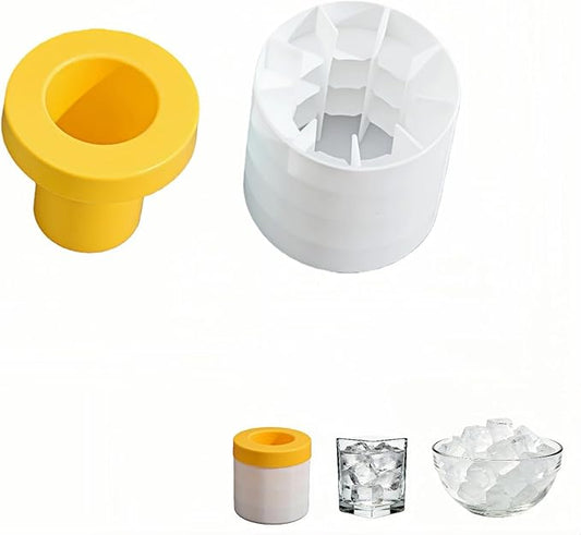 3D Upgraded Silicone Ice Cube Tray with Easy Release-30 Cubes, Leak-Proof&Space-Saving for Freezer,RV,Office-BPA-Free Fast Ice Maker for Drinks,Cocktails, Party (Includes Travel Ice Bucket) (Yellow)