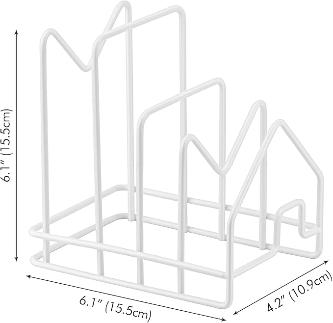 Poeland Kitchen Pot Lid Organizer, Pan Rack with 4 Compartments, Pantry Organizer Rack for Dinnerware, Bakeware, Cookware, Cutting Boards, Pan Lids (Small Size, White) - Image 4