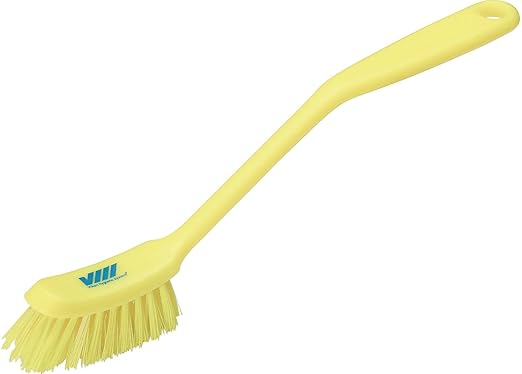 Vikan - Fine Dish Brush - Heavy-Duty, Narrow, Slip-Resistant Cleaning Brush, Polypropylene, Polyester Bristle, 11 Inch, Yellow, (42876) by Vikan
