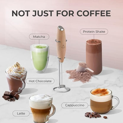 Zulay Kitchen Powerful Milk Frother Wand With 4 AA Duracell Batteries - Ultra Fast Handheld Drink Mixer - Electric Whisk Foam Maker for Coffee, Lattes, Cappuccino, Matcha & Creamer - Maple - Image 3