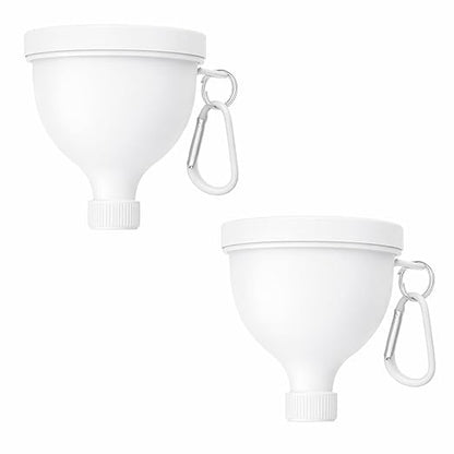 2 Pack Protein Powder Container to Go - Mini Funnel with Keychain and Keyring(100ml) Water Bottle Funnel for Shakers(White) by FORESRUM
