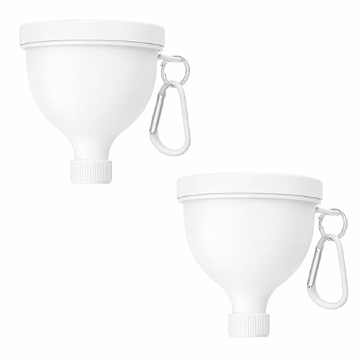 2 Pack Protein Powder Container to Go - Mini Funnel with Keychain and Keyring(100ml) Water Bottle Funnel for Shakers(White) by FORESRUM