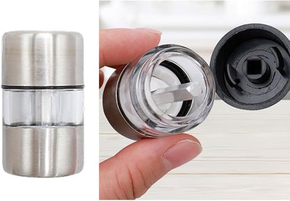 FGDTREE Portable Stainless Steel Salt and Pepper Grinder Mini Grinding Mechanism Kitchen Tool Seasoning Grinder for Cooking Use，Mini Salt and Pepper Grinder Set, Small, White