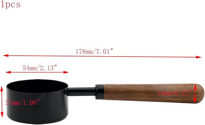 1pcs 1/4 Cup Measuring Cup with Wooden Handle Stainless Steel Measuring Scoop 60ml Measuring Spoon Black 1/4 Measuring Cups for Baking Cooking Wet and Dry Ingredients (60ml) - Image 3