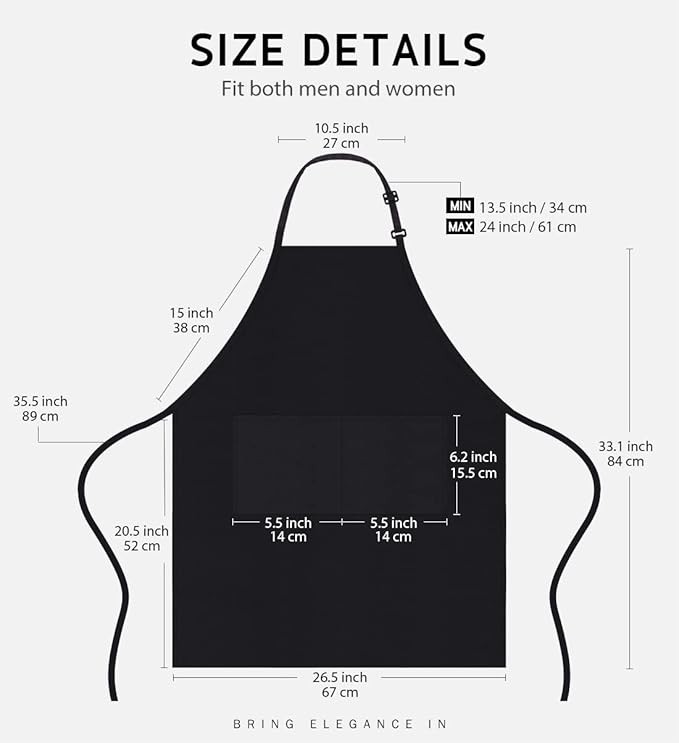 Syntus 12 Pack Bib Apron, Unisex Aprons Adjustable Waterdrop Resistant with 2 Pockets Cooking Kitchen Apron for Chef, BBQ Drawing Apron Bulk, Black - Image 2