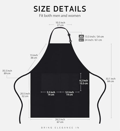 Syntus 12 Pack Bib Apron, Unisex Aprons Adjustable Waterdrop Resistant with 2 Pockets Cooking Kitchen Apron for Chef, BBQ Drawing Apron Bulk, Black - Image 2