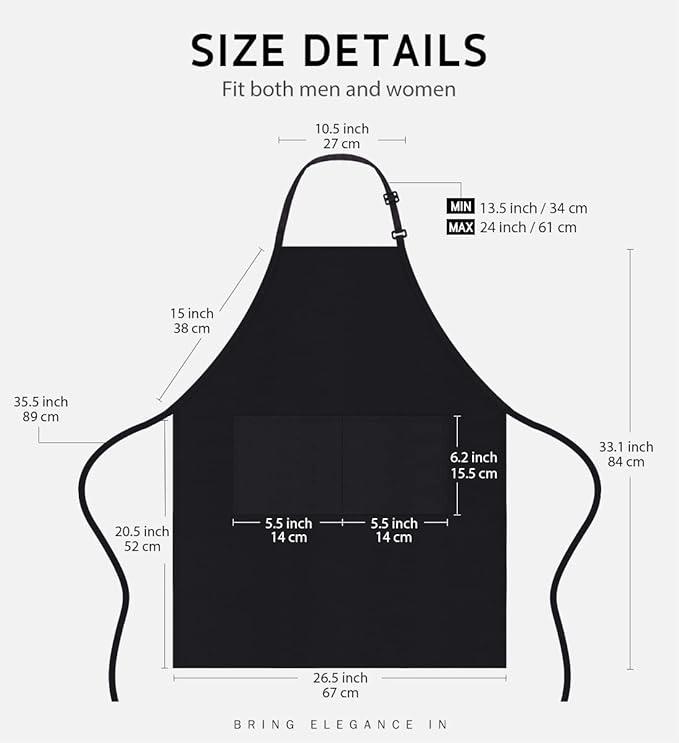 Syntus 4 Pack Adjustable Bib Apron with 2 Pockets Cooking Kitchen Aprons for Women Men Chef - Image 2