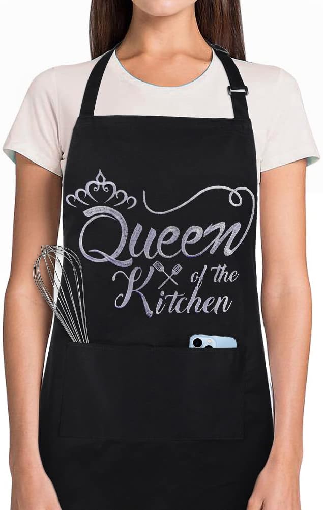 Funny Aprons for Women with Pockets, Kitchen Cooking Grilling Bbq Cute Chef Apron, Mothers Day Birthday Gifts for Women by Aoomzoon