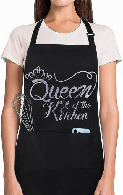Funny Aprons for Women with Pockets, Kitchen Cooking Grilling Bbq Cute Chef Apron, Mothers Day Birthday Gifts for Women by Aoomzoon