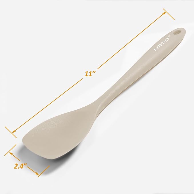 Upgrade Silicone Spatula Spoon Set,VOVOLY Heat Resistant Rubber Spoonula, Seamless Non-Stick Flexible Scrapers for Baking Mixing Tool,3 Pack, Kahki - Image 5