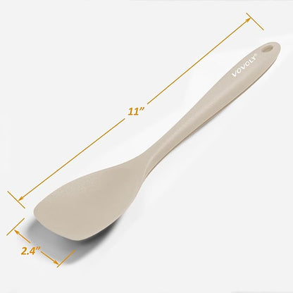 Upgrade Silicone Spatula Spoon Set,VOVOLY Heat Resistant Rubber Spoonula, Seamless Non-Stick Flexible Scrapers for Baking Mixing Tool,3 Pack, Kahki - Image 5