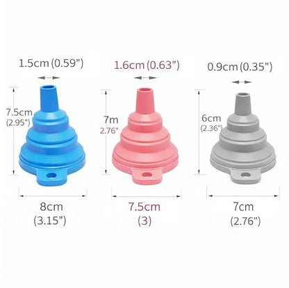 3PCS Silicone Funnel Set, Flexible Rubber Kitchen Funnels for Filling Bottles, Small Medium Large Food Grade Funnel for Essential Oils, Spices, Powder, Cooking, Liquid, Perfume, Flask - Image 2