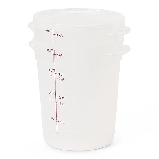Cambro Food Storage Containers with Lids (BPA-Free) - 4 Quart - Food Grade Buckets with Lids (2 Pack) - For Dough Proofing and Brining (Translucent) - Image 2