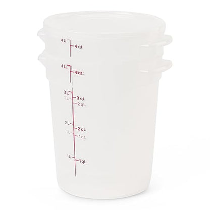 Cambro Food Storage Containers with Lids (BPA-Free) - 4 Quart - Food Grade Buckets with Lids (2 Pack) - For Dough Proofing and Brining (Translucent) - Image 2
