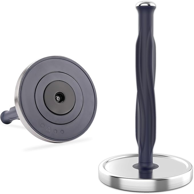 KITCHENDAO One-Handed Countertop Paper Towel Holder, Rotation Freestanding Kitchen Paper Holder Stand, Stainless Steel Paper Roll Holder with Weighted Base High-Adhesion Pad Sticker by KITCHENDAO