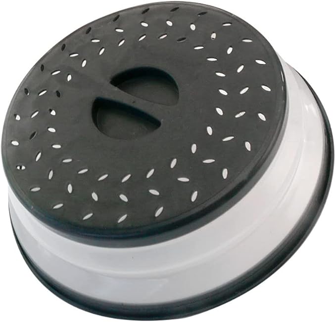 Collapsible Microwave Splatter Cover, Microwave Plate Cover With Steam Vent，BPA-Free Silicone & Plastic (black, 12.3IN)