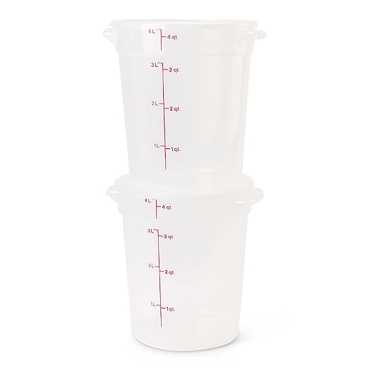 Cambro Food Storage Containers with Lids (BPA-Free) - 4 Quart - Food Grade Buckets with Lids (2 Pack) - For Dough Proofing and Brining (Translucent) - Image 3