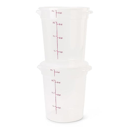 Cambro Food Storage Containers with Lids (BPA-Free) - 4 Quart - Food Grade Buckets with Lids (2 Pack) - For Dough Proofing and Brining (Translucent) - Image 3