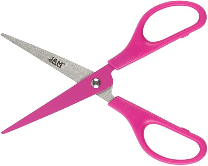 JAM PAPER Arts & Crafts Scissors - 6 3/4 Inch - Fuchsia Pink - Ergonomic Handle & Stainless Steel Pointed Tip Blades - Sold Individually - Image 2