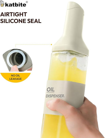 katbite 16oz Glass Olive Oil Dispenser Bottle for Kitchen Cooking - Leakproof Kitchen Essential with Precise Pouring Spout for Salad, Air Fryer, BBQ, Non-Stick Pans, Easy Refill and Use, Light Grey - Image 7