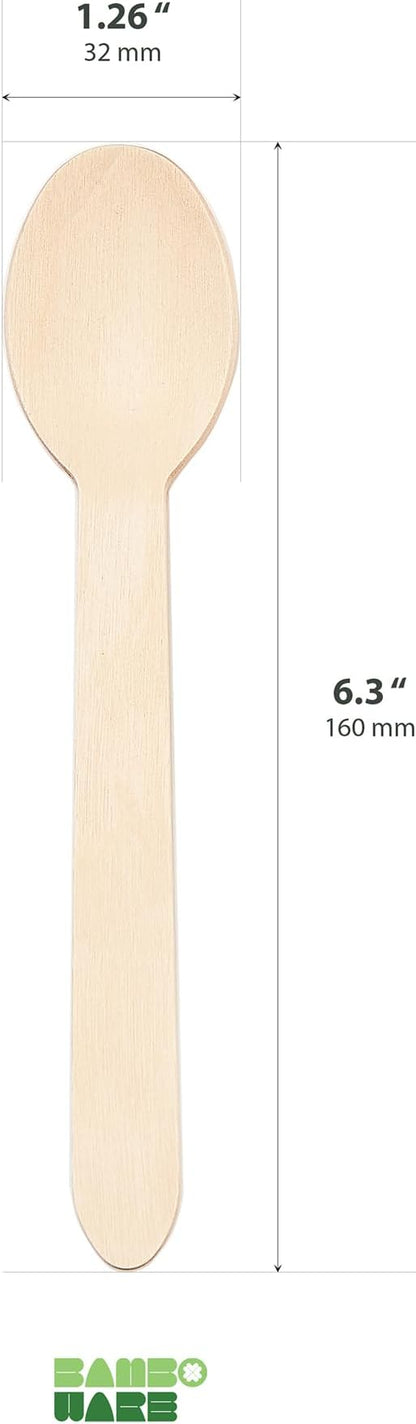 Wooden Spoons 1000 Pieces Bulk Pack | Heavy-Duty Birch Wood Disposable Spoons | Eco-Friendly, Sturdy & Plastic-Free for Catering and Food Service - Image 2