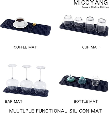 MicoYang Silicone Dish Drying Mat for Multiple Usage,Easy clean,Eco-friendly,Heat-resistant Silicone Mat for Kitchen Counter,Sink,Bar,Bottle,or Cup Navy Blue M 17 inches x 6 inches - Image 4