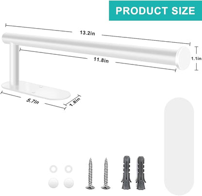 MGahyi Paper Towel Holder Wall Mount, Self Adhesive Or Drilling Paper Towel Holder Under Cabinet, 13.2 inch Stainless Steel Kitchen Paper Towel Roll Rack, Bathroom Towel Roll Hanger(Rectangle-White) - Image 2