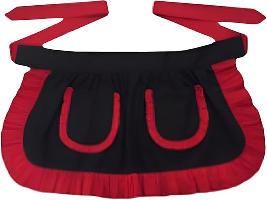 Women’s Waist Aprons with White Pockets Half Server Home Waitress Vintage Servant Apron for Kitchen Cooking