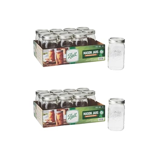 Ball Wide Mouth Glass Mason Jars with Lids and Bands, Used for Canning, Pickling, Juice, Jam, Jelly, Quart Size 32 Ounce (Pack of 24) by BallJar