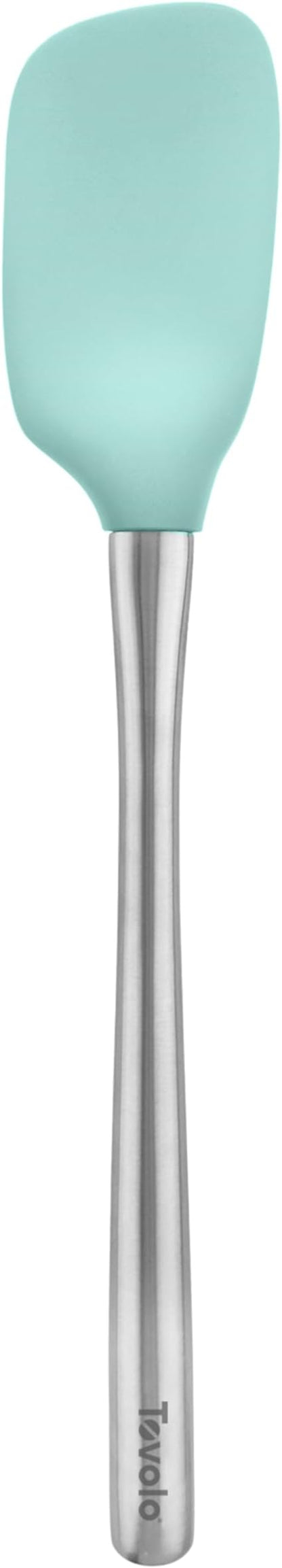 Tovolo Spoon Spatula Spoonula with Stainless Steel Handle Ergonomic Grip Aqua Seafoam Green, Silicone Scoopula Kitchen Utensil Non Scratch Easy Clean Dishwasher Safe Heat Resistant Scoop Spatula