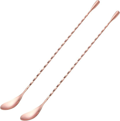 2 Pcs 12 Inches Bar Spoon, Long Handle Mixing Stirrers for Drink, Briout Stainless Steel Bar Cocktail Shaker Spoon, Rose Gold by Briout