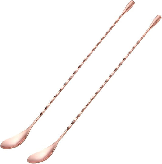 2 Pcs 12 Inches Bar Spoon, Long Handle Mixing Stirrers for Drink, Briout Stainless Steel Bar Cocktail Shaker Spoon, Rose Gold by Briout