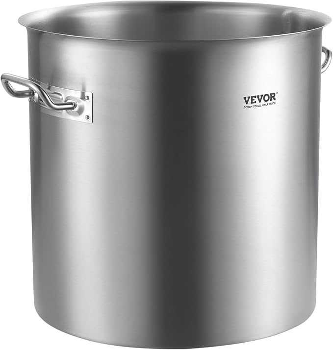 VEVOR Stainless Steel Stockpot, 53 Quart Large Cooking Pots, Cookware Sauce Pot with Lid, and Handle, Heavy Duty Commercial Grade Stock Pot, Sanding Treatment, for Large Groups Events Silver - Image 9