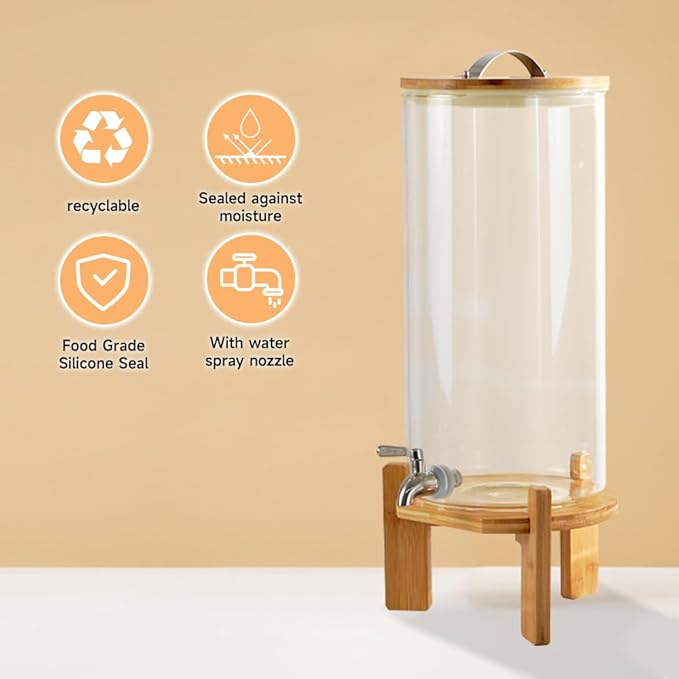 Beverage Dispenser, 2.9 Gallon Glass Drink Dispenser with Stand, Glass water dispenser with Spigot, Large Drink Dispensers for Parties,Bars,Restaurants, 11L - Image 5