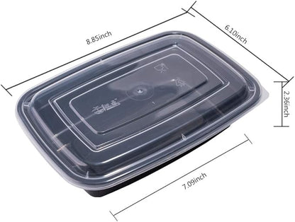 50-Pack Food Prep Containers, 1000ML/ 34 OZ Microwavable Food Storage Containers with Lids, Reusable Plastic lunch Containers Lunch Boxes- Stackable, Reusable Dishwasher Safe - Image 3