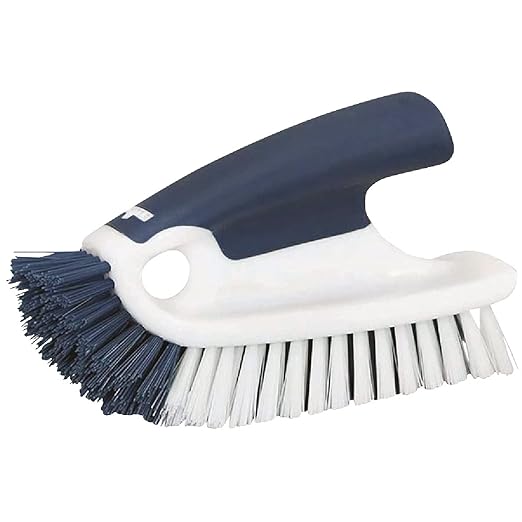 Unger Cookware and Bakeware Dish Scrubbing Brush with Scraper, Kitchen and Dish Washing Scrubber, Non-Slip Cleaning Supplies, Tackle Stuck-On Food in Baking Dishes, Dishwasher Safe by Unger